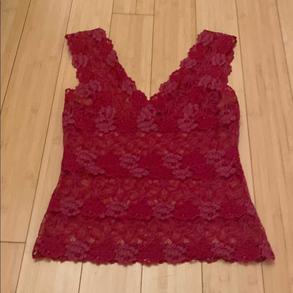 Natori Red Lace Top